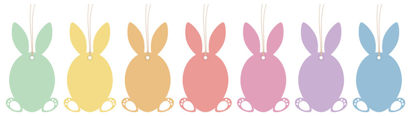 Set Sieben Hängende Anhänger Haseneier Füße Retrofarben