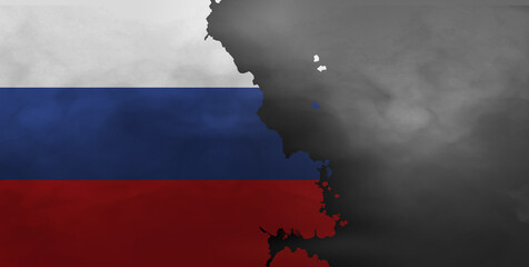 Russia collapsing. The national bankruptcy concept is the Russian flag illustration. russia flag.