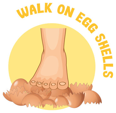 English Idiom With Picture Description For Walk On Egg Shells