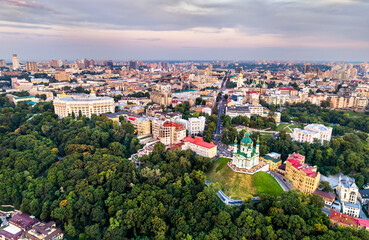 Obraz premium Aerial panorama of Old Kyiv, Ukraine, before the war with Russia