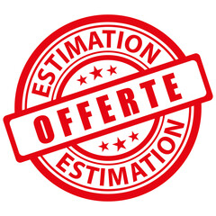Estimation offerte. Tampon rouge. Icône vectoriel.