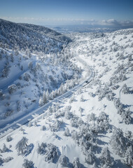 Snow in Troodos Mountains in Cyprus