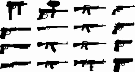 set of badges weapons, pistols