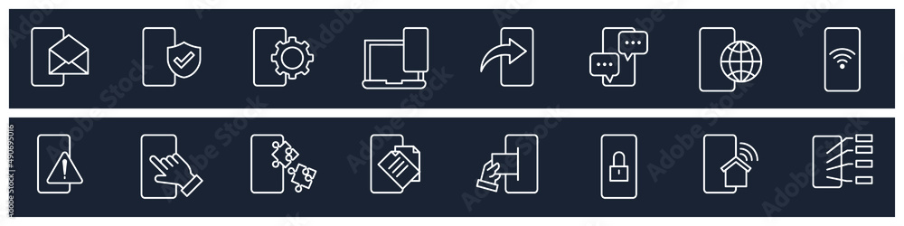 Poster set of mobile apps or smartphone services elements symbol template for graphic and web design collec