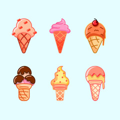 a collection of colorful ice cream icons that look delicious