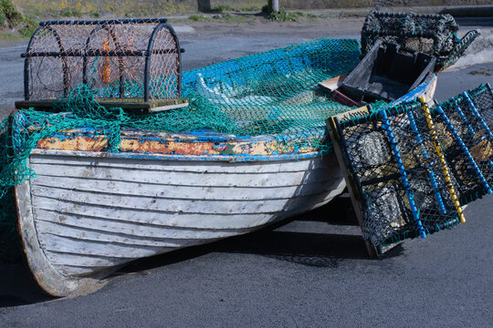 Premium Photo  Small fishing boats with a net on board on the