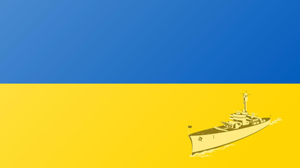 Military conflict between Russia and Ukraine. Ukrainian flag concept
