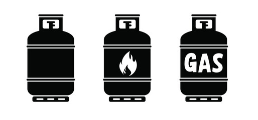 Cartoon propane gas cylinder icon or logo. Vector gas cannister symbol. LPG tank or container for propane bottles. Oxygen gas cylinder. fuel storage bottle.