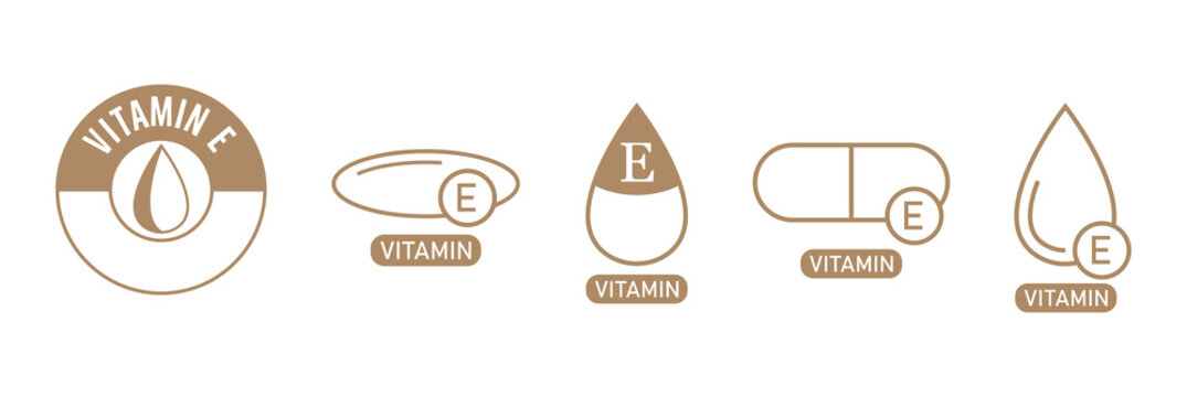 Vitamin E Icon, Drop, Capsule, Logo Vector Illustration 