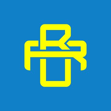 RB, BR, FBR, BFR, monogram logo overlapping, yellow color on a blue background	
