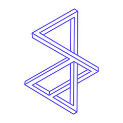 Optical illusion. Sacred geometry. Impossible shapes. Abstract eternal geometric object. Impossible endless outline figure. Optical art. Impossible geometry symbol on a white background. 
