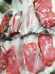 Vacuum packed meat , plastic , Beef