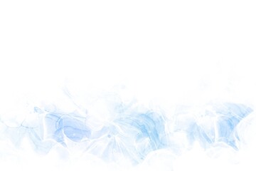 春夏用白背景のアルコールインクアート抽象テンプレート）水色のマーブル模様の波　幻想的　グラデーション