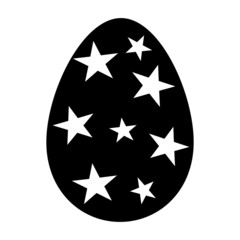 Black and White Egg Easter Illustration with Star Shapes