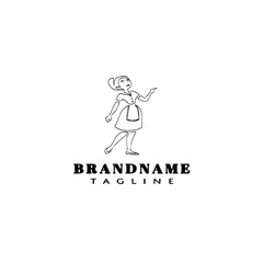 french maid logo cartoon design template icon black isolated vector