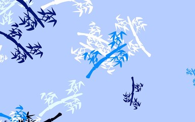 Light Blue, Green vector doodle pattern with branches.