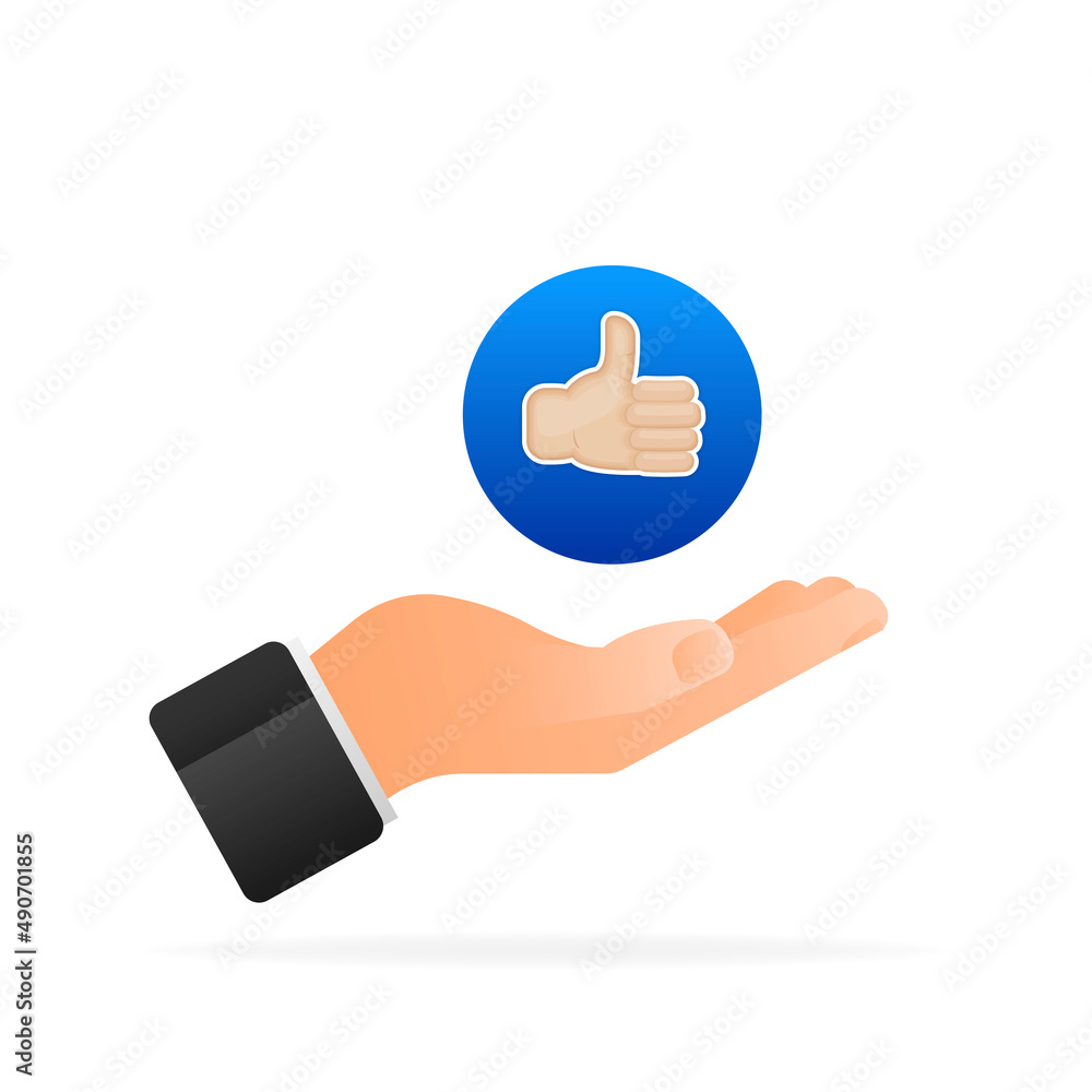 Poster flat like comment for web background design. social media like icon with hand. comment sign symbol. 