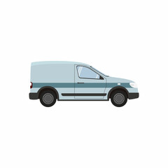 Cartoon delivery truck van  isolated on white background. Vector illustration of blue truck delivery.  Cargo auto. Flat style. Side view, profile.