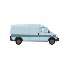Template of passenger minibus for corporate identity and advertising. Side view. Vector illustration, isolated on white background. 