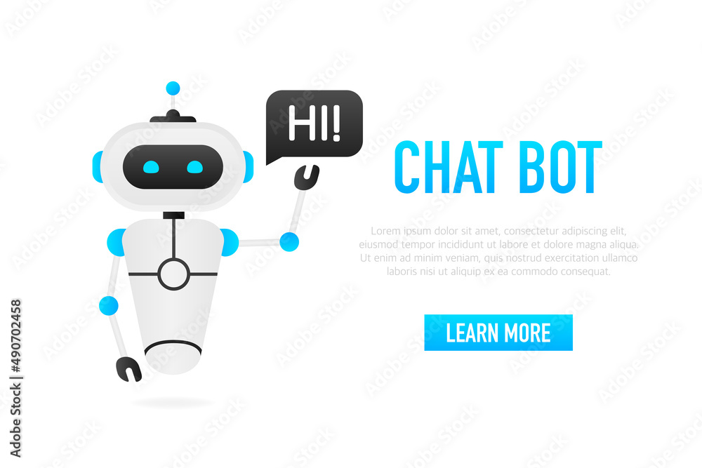 Poster chatbot icon concept, chat bot or chatterbot. robot virtual assistance of website or mobile applicat