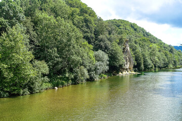 Rooster Scallop rock in the resort park. Dante's Gorge, Hot Spring. Russia 2021