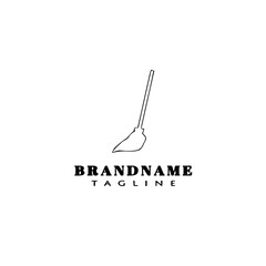 broom logo cartoon design icon black isolated vector illustration