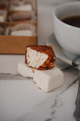 Handmade holiday sweets . Cooking. Bakery products.
