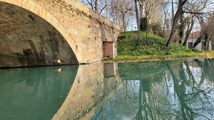 A bridge reflecting in the lake