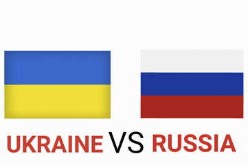 Ukraine vs Russia in world war crisis concept. Clash and military war conflict between Ukrainian and Russian country and nation. Flags of the two countries. Peace, no war, flag symbols