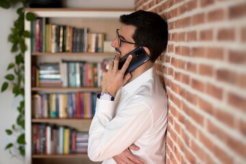 Young man on a phone call