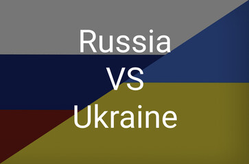Fototapeta premium Ukraine vs Russia in world war crisis concept. Clash and military war conflict between Ukrainian and Russian country and nation. Flags of the two countries. Peace, no war, flag symbols