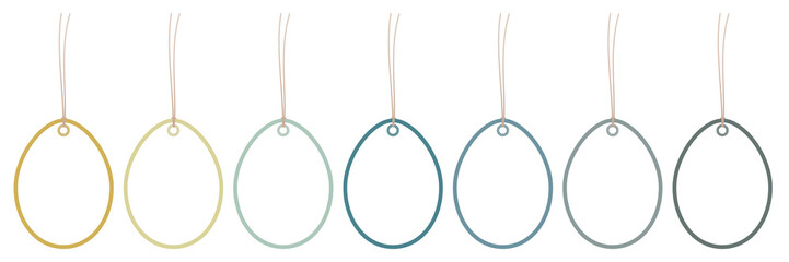 7 Hangtags Ostereier Rahmen Senf Petrol Grau