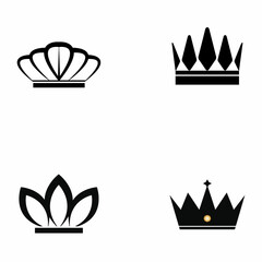 Set of crown icons. Collection of crown awards for winners  champions  leadership. Vector isolated elements for logo  label  game  hotel  an app design. Royal king  queen  princess crown.