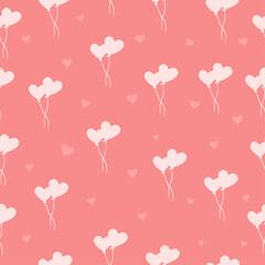 Fototapeta na wymiar seamless pattern with heart shape balloons with heart illustration on pink background. hand drawn vector. valentine background. doodle art for wallpaper, wrapping paper and gift, backdrop, fabric. 