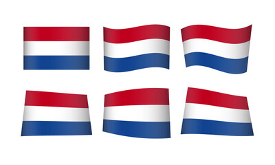 Dutch Flag The Netherlands Holland National Symbol Banner Icon Vector Set Stickers Amsterdam Rotterdam Haag Wave Flags Europe European Netherlandish State King's Day Symbol April 27th Netherland