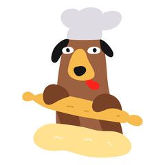 Dog is cooking. Vector illustration on white background.