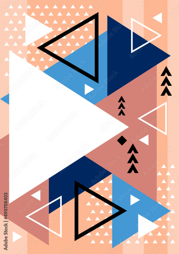 Poster rectangular frame with geometric shapes and abstract elements template