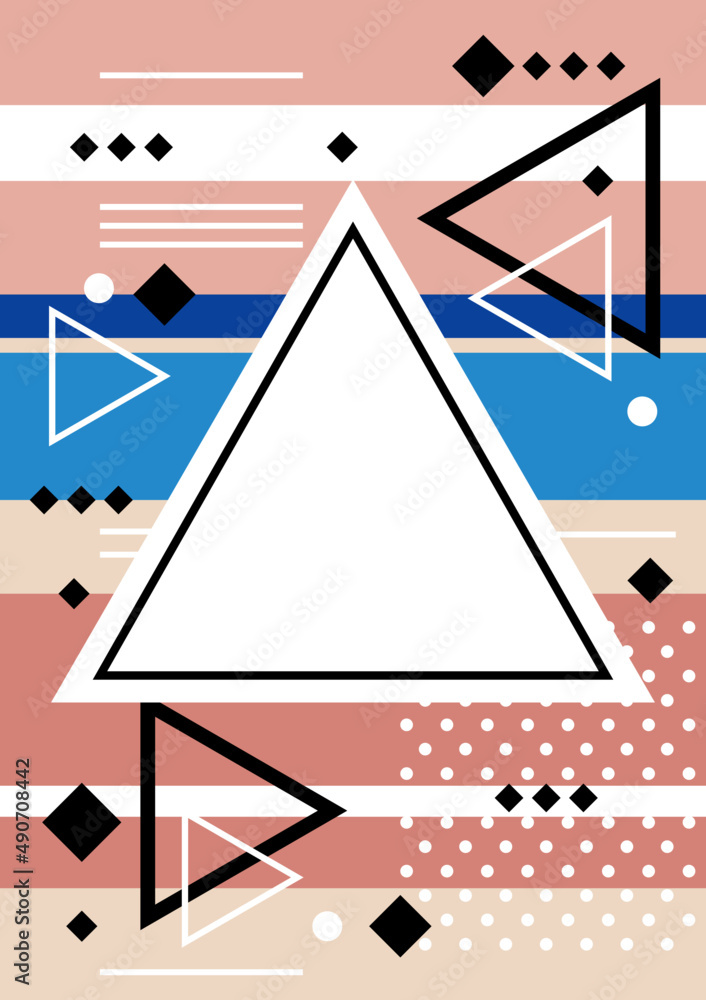 Poster rectangular frame with geometric shapes and abstract elements template