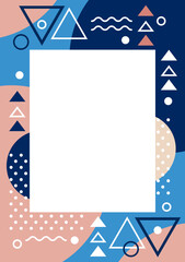Obraz premium Rectangular Frame with Geometric Shapes and Abstract Elements Template