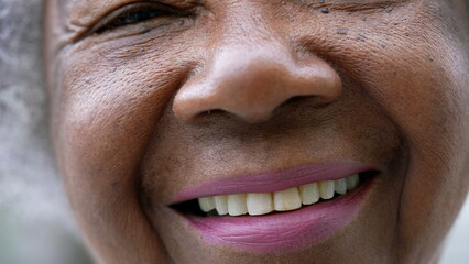 An African woman macro close-up eyes and face smiling