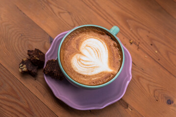 Coffee and cream service in cafe, restaurant, bar, home
Coffee beans, chocolate, candies