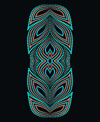 Neckline ethnic design. Dotted turquoise traditional pattern. Vector print with decorative elements and beads for embroidery, for women's clothing.
