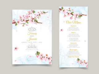 Wedding invitation card with pink sakura
