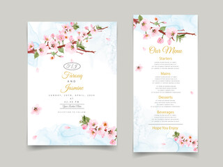 Wedding invitation card with pink sakura © Theresia