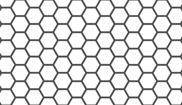 Seamless pattern. Simple hexagon ornament. Minimalist black and white pattern design © hyperbleh
