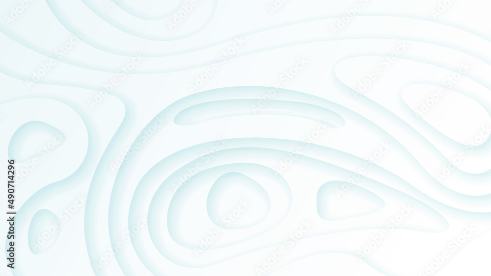 Poster white abstract wavy paper cut background with shadows, vector. modern design objects