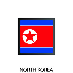 Flat square flag of North Korea icon. Simple isolated button. Eps10 vector illustration.