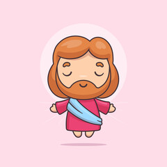 Jesus Christ kawaii cartoon character vector illustration