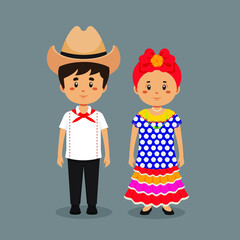 Couple Character Wearing Cuba Traditional Dress