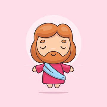 Jesus Christ Kawaii Cartoon Character Vector Illustration